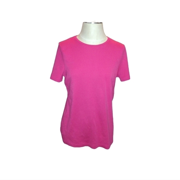 TALBOT Short Sleeve Top Barbie Pink Pima Cotton - Picture 1 of 2